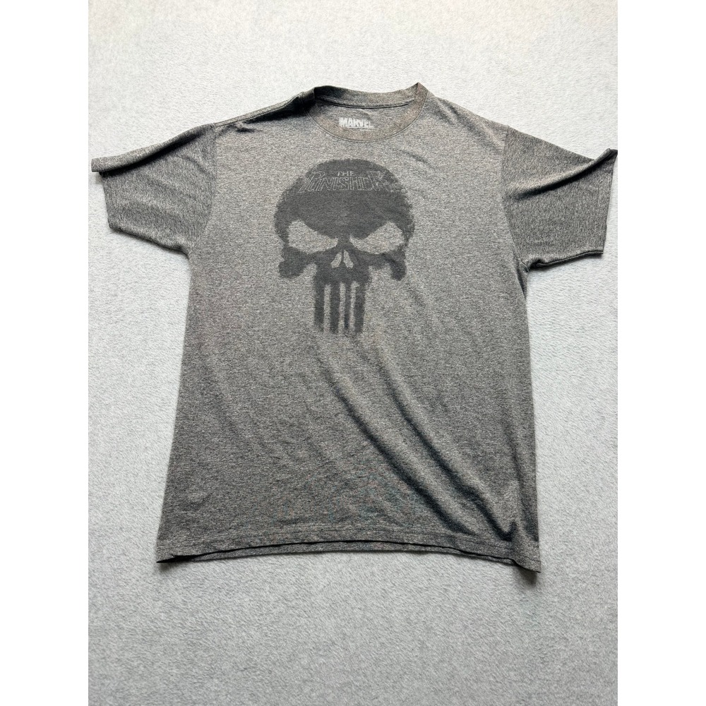 Marvel The Punisher Skull Graphic T-Shirt Mens Medium Gray Heather Mad Engine